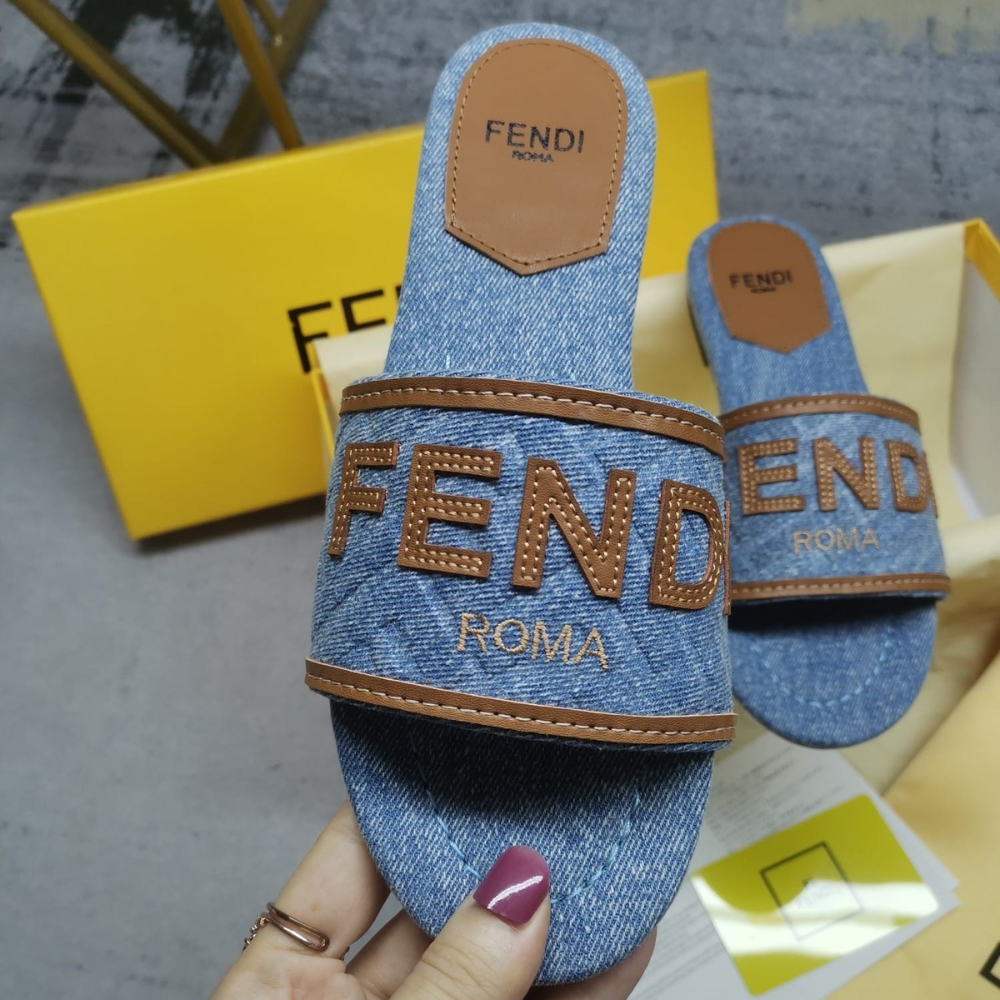 Fendi Signature Slides Denim Light Blue 8R8092AOLIF1KOO - Image 4