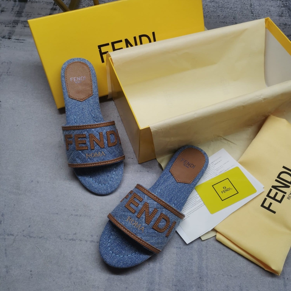 Fendi Signature Slides Denim Light Blue 8R8092AOLIF1KOO - Image 5