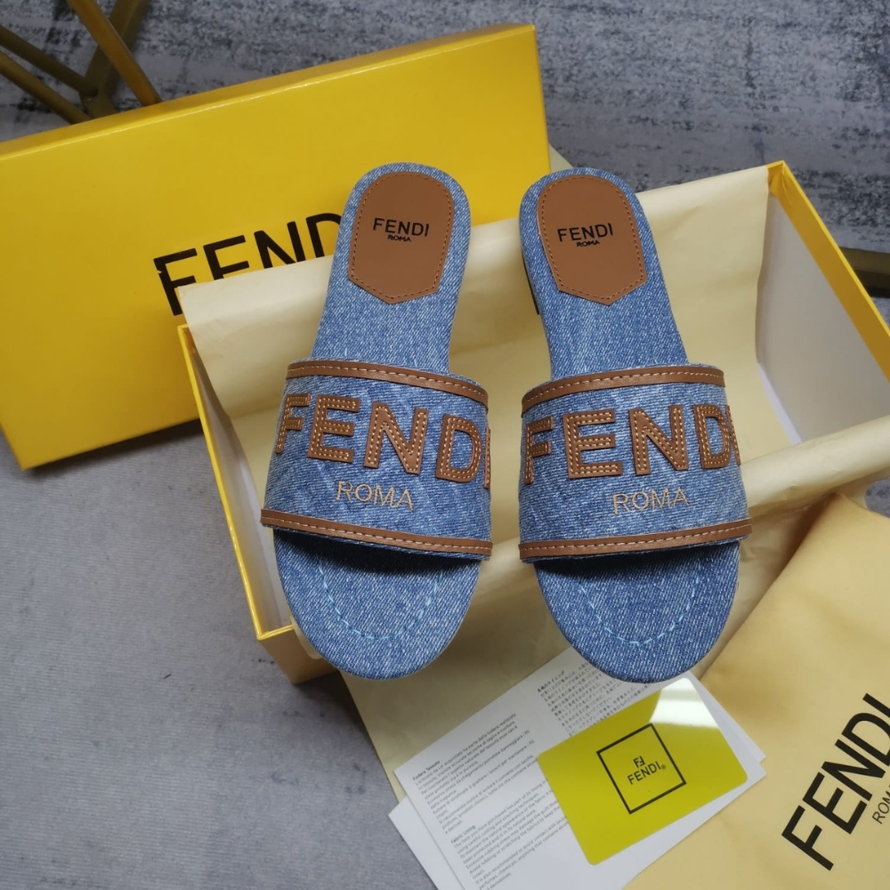 Fendi Signature Slides Denim Light Blue 8R8092AOLIF1KOO - Image 6
