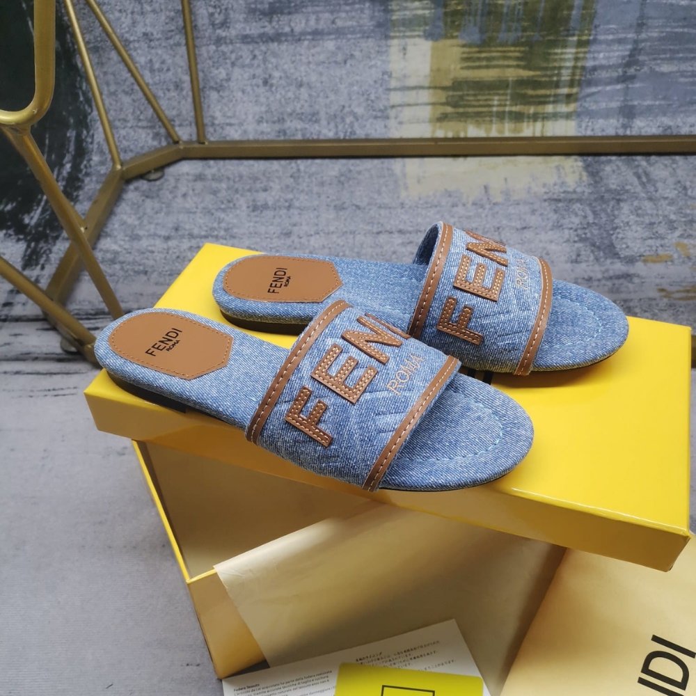 Fendi Signature Slides Denim Light Blue 8R8092AOLIF1KOO - Image 2