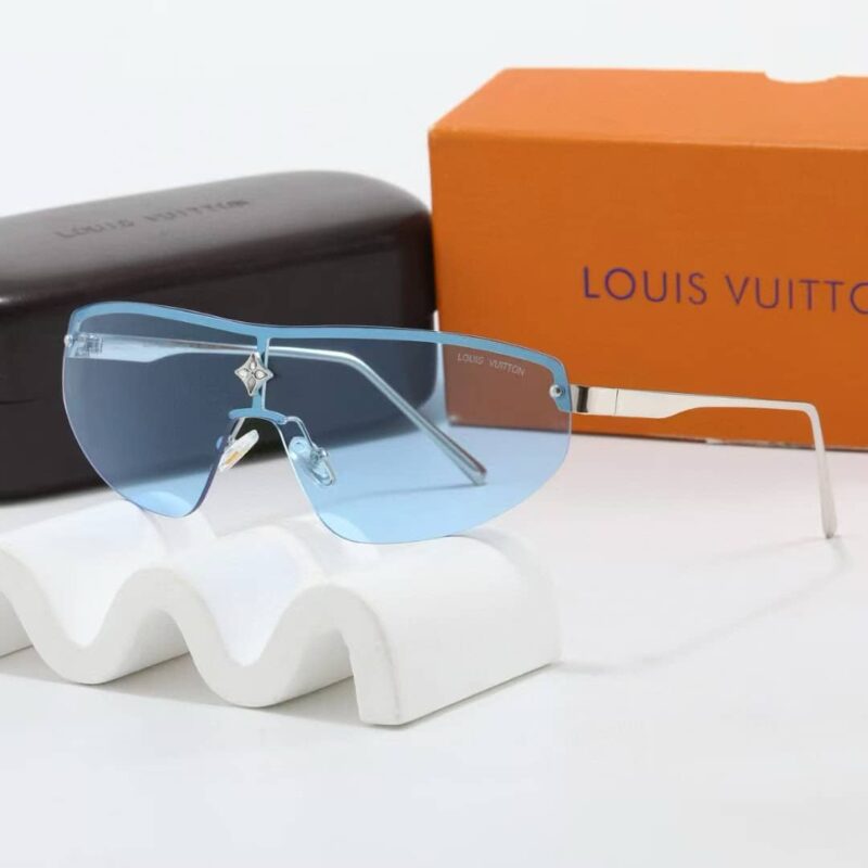 Alternative view of Louis Vuitton Cyclone Mask Sunglasses Blue With Silver