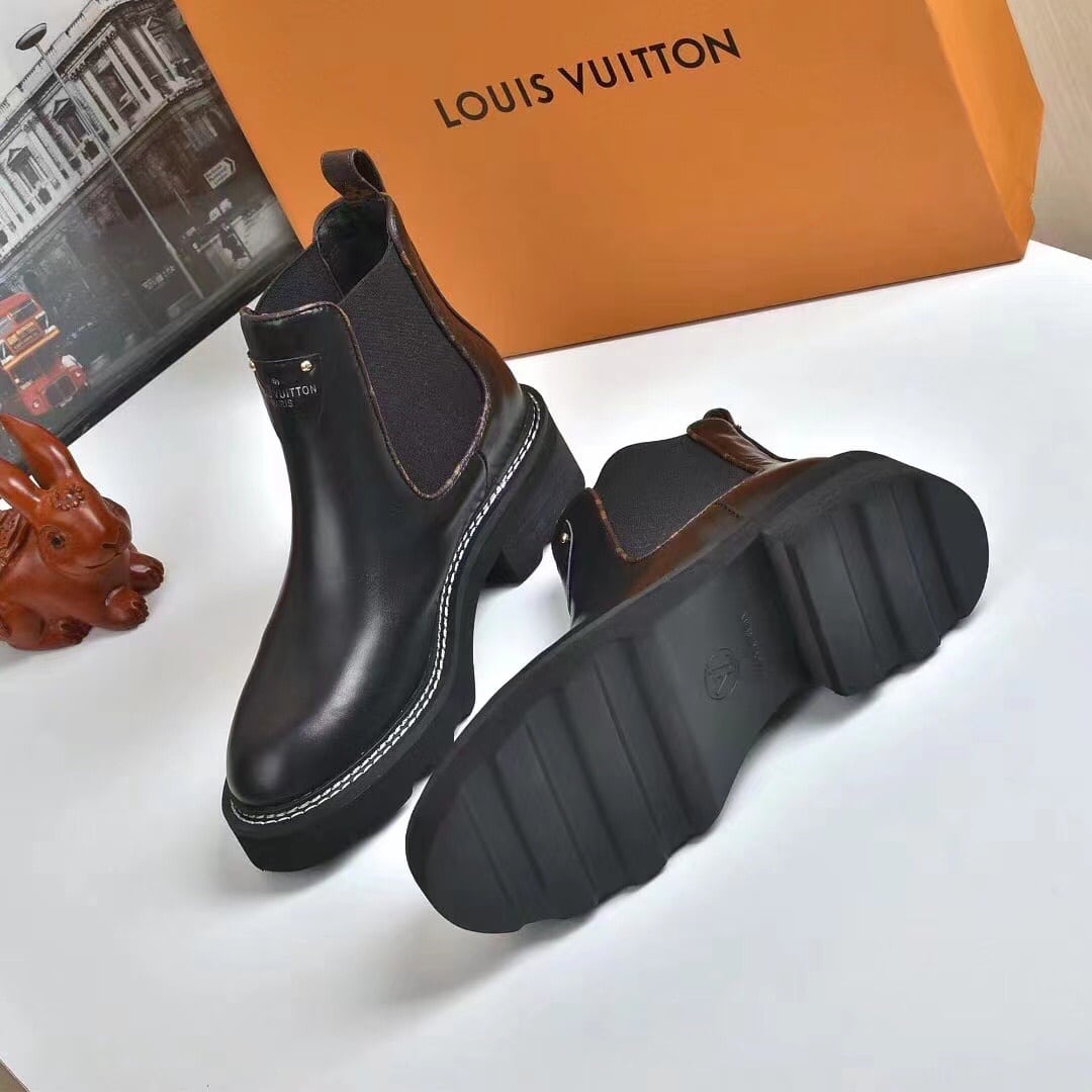 Louis Vuitton Lv Beaubourg Ankle Boots Smooth Leather Black 1A8949 - Image 6