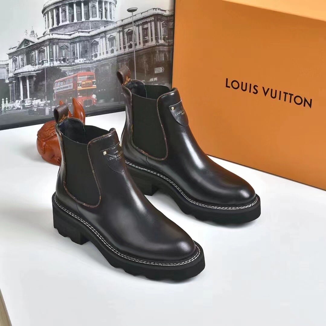 Louis Vuitton Lv Beaubourg Ankle Boots Smooth Leather Black 1A8949 - Image 3