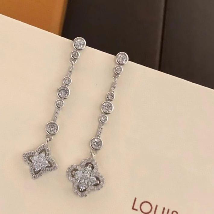Alternative view of Louis Vuitton Monogram Fusion Earrings White Gold Q96149