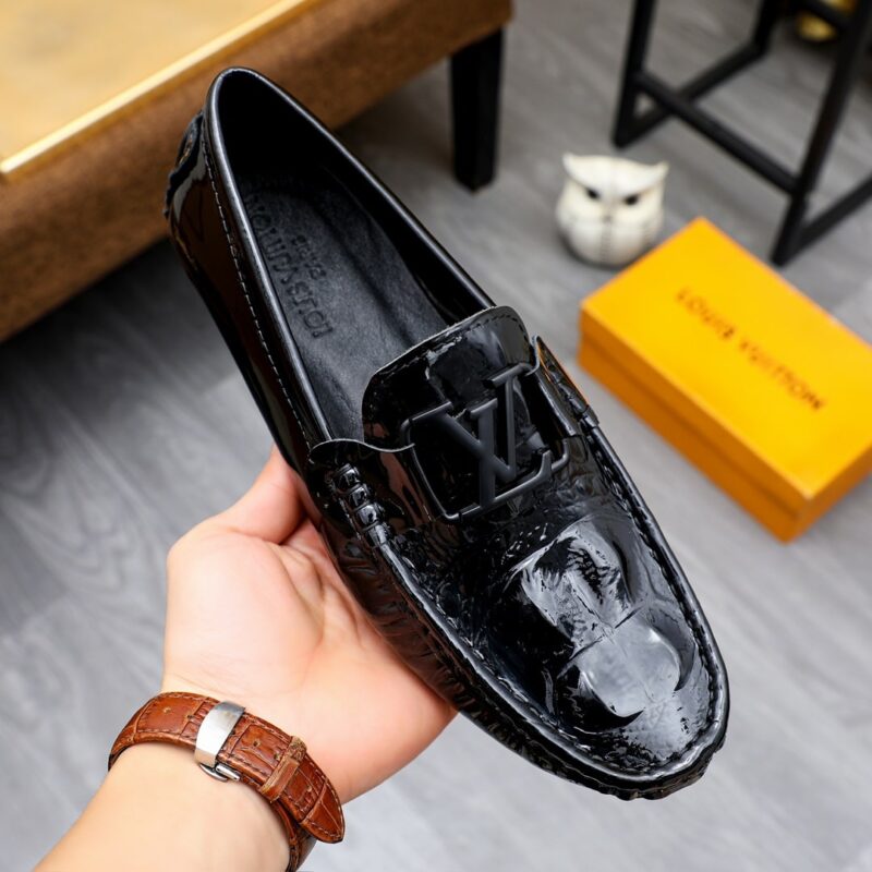 Alternative view of Louis Vuitton Loafer Alligator Polish Leather With Lv Logo In Black