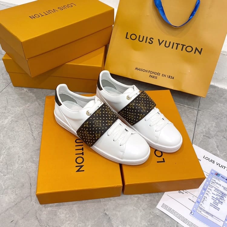 Alternative view of Louis Vuitton Frontrow Monogram Strap Gold Stud Whhite