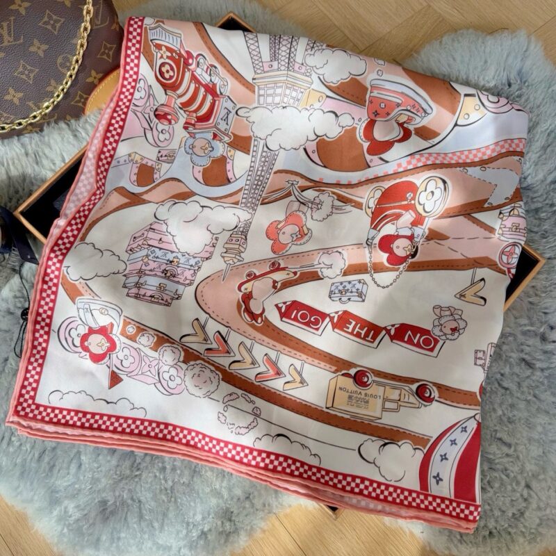 Alternative view of Louis Vuitton Vivienne 90 Speedy Square Silk Scarf Tan Brown 90Cm M79157