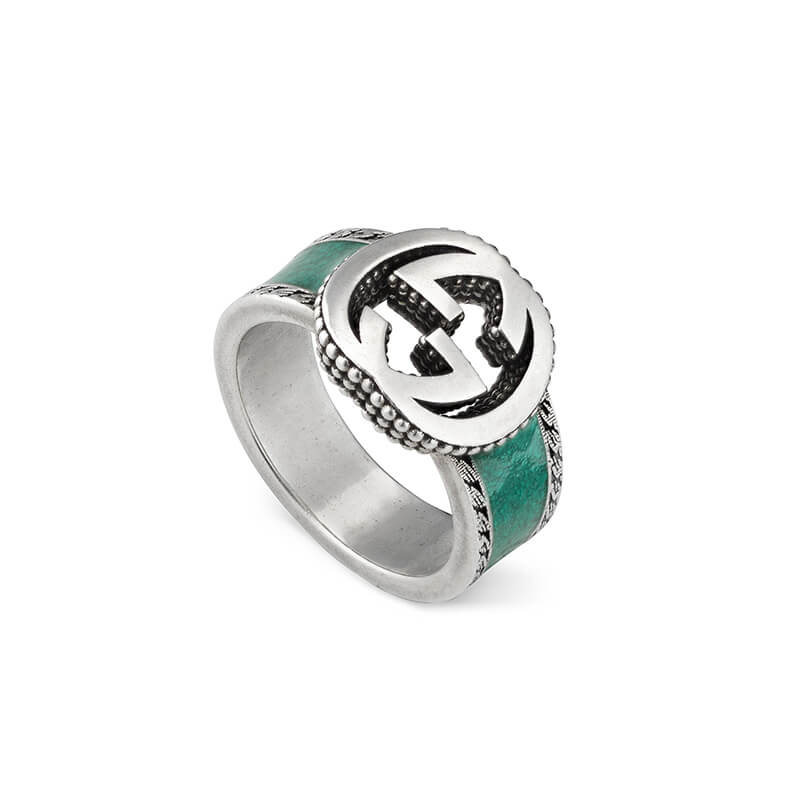 Gucci Gg Interlocking Silver Ring Ybc645572001