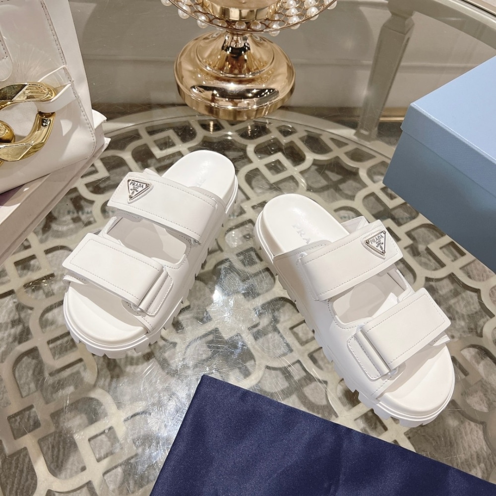 Prada Leather Strap Sandals White - Image 10