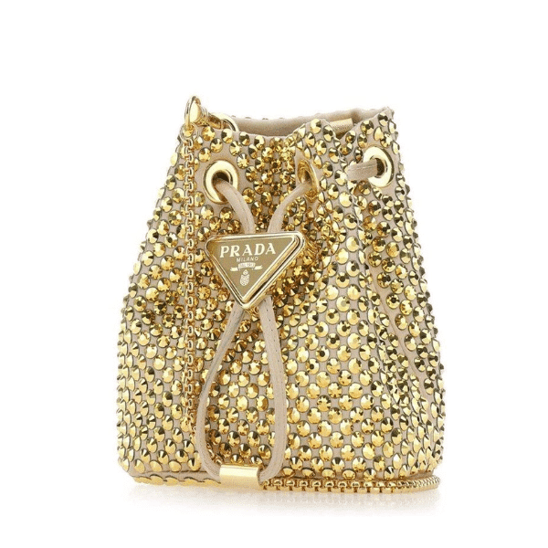 Prada Embellished Satin Pouch Platinum Color 20Cm 1Nr016 2Awl F0522