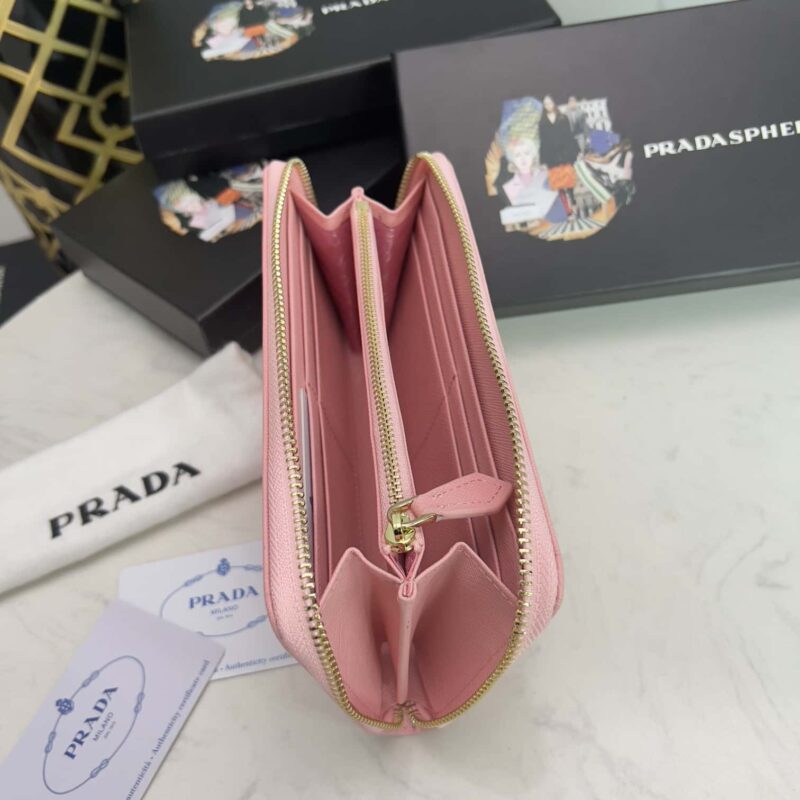 Alternative view of Prada Large Saffiano Triangle Zip Around Long Wallet Light Pink 19Cm 1Ml506 Qhh F0002