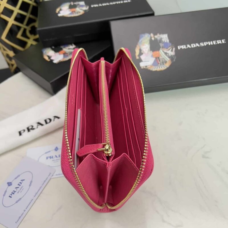 Alternative view of Prada Large Saffiano Triangle Zip Around Long Wallet Peony Pink 19Cm 1Ml506 Qhh F0002