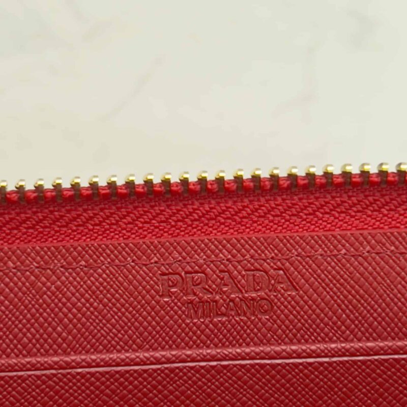 Alternative view of Prada Large Saffiano Triangle Zip Around Long Wallet Red 19Cm 1Ml506 Qhh F068Z