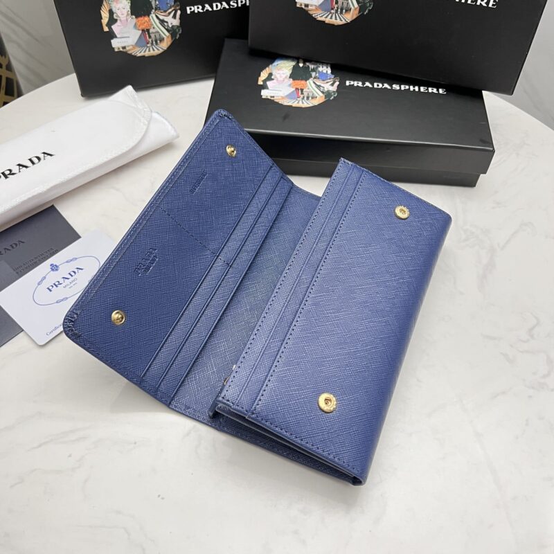 Alternative view of Prada Saffiano Monochrome Flap Long Wallet Full Navy Blue 19Cm 1Mh132 Zlp F061H