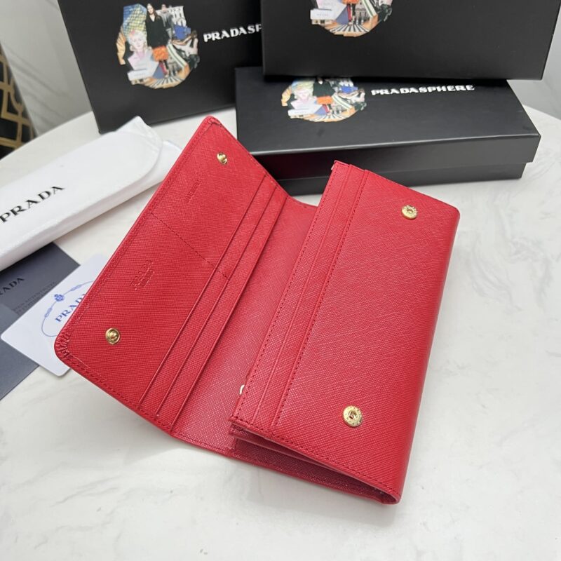 Alternative view of Prada Saffiano Leather Flap Long Wallet Red And Gold 19Cm 1Mh132 Zlp F0Rau