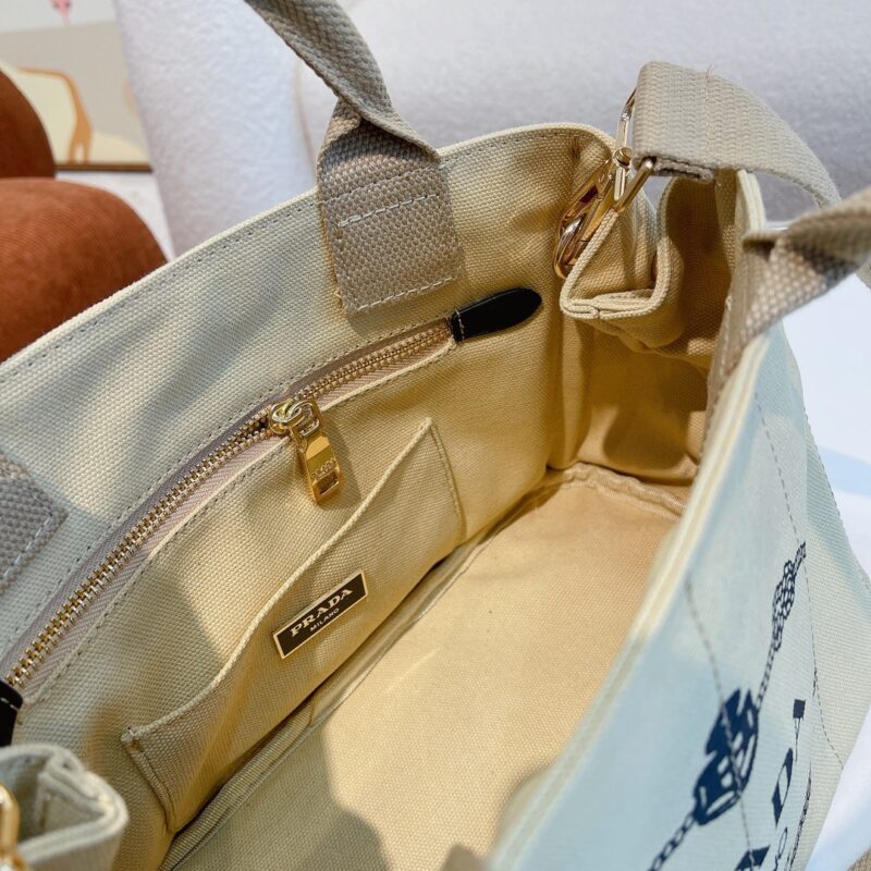 Alternative view of Prada Canapa Tote Canvas Bag In Beige 29Cm