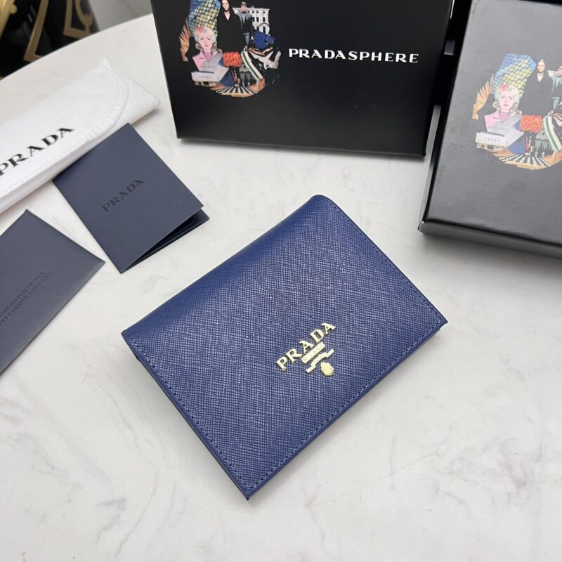 Alternative view of Prada Saffiano Leather Flap Small Wallet Bluette And Gold 10Cm 1Mv204 Qwa F0016