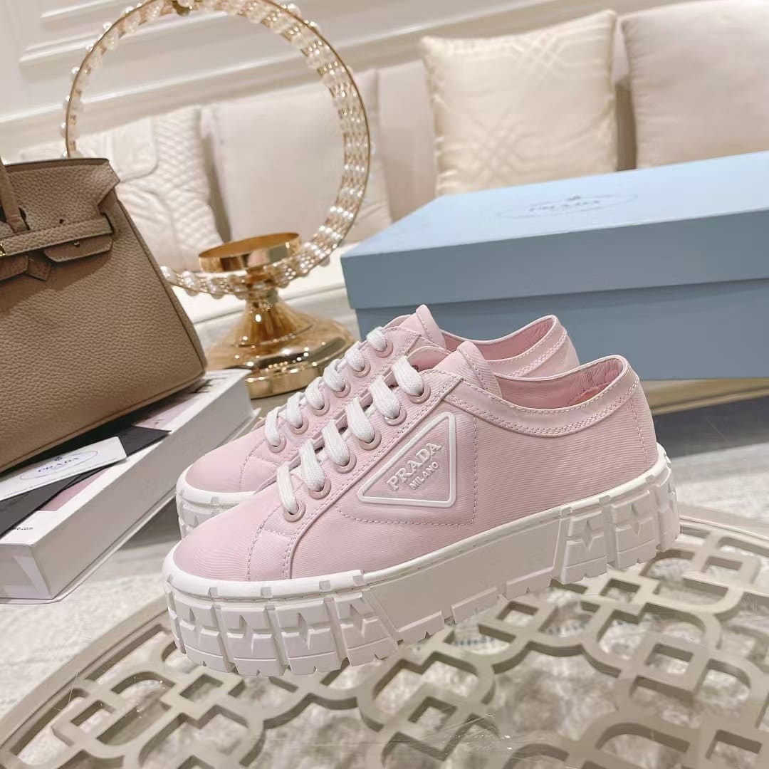 Prada Double Wheel Nylon Gabardine Sneaker Light Pink 1E260M3Lfxf0E18F050 - Image 2