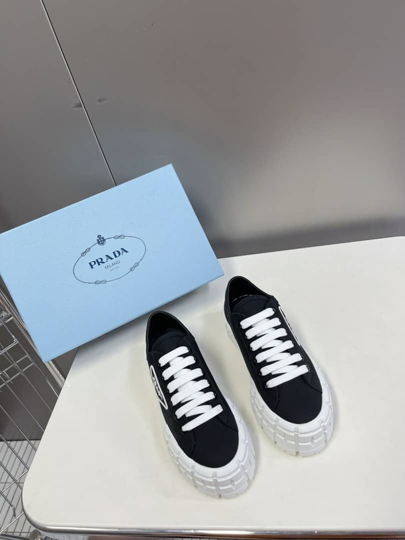 Prada Double Wheel Nylon Gabardine Sneaker Black 1E260M3Lfxf0632F050 - Image 2