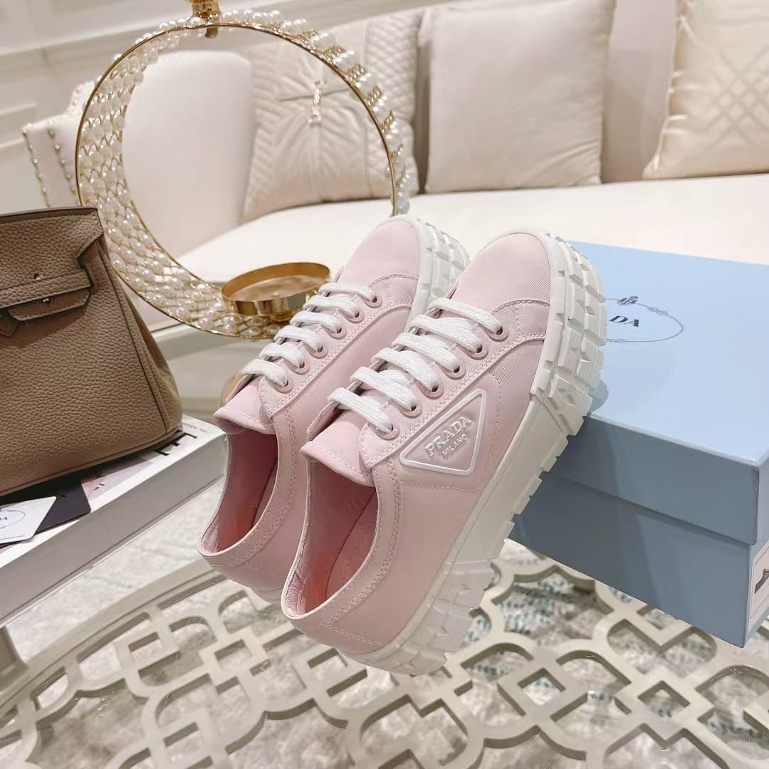 Prada Double Wheel Nylon Gabardine Sneaker Light Pink 1E260M3Lfxf0E18F050 - Image 3