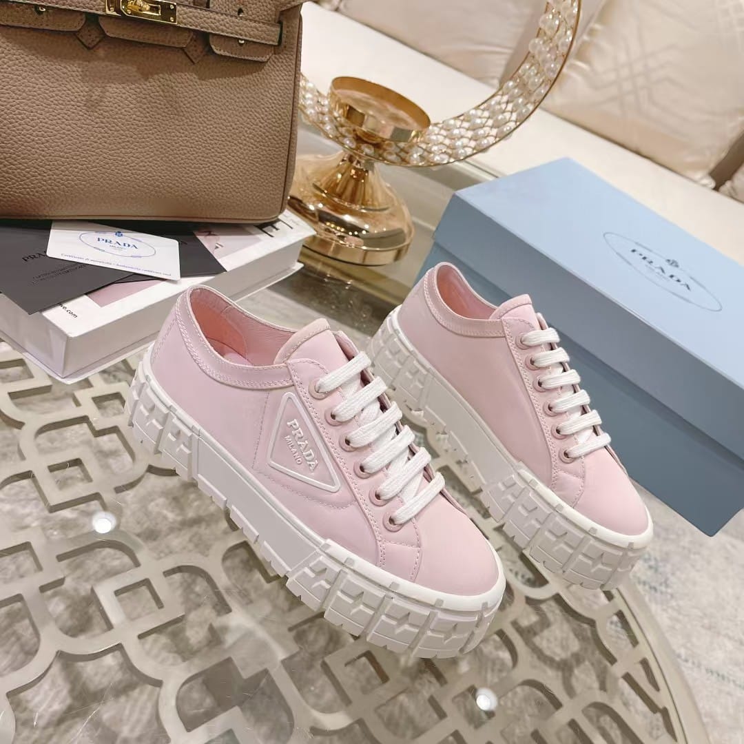 Prada Double Wheel Nylon Gabardine Sneaker Light Pink 1E260M3Lfxf0E18F050 - Image 5