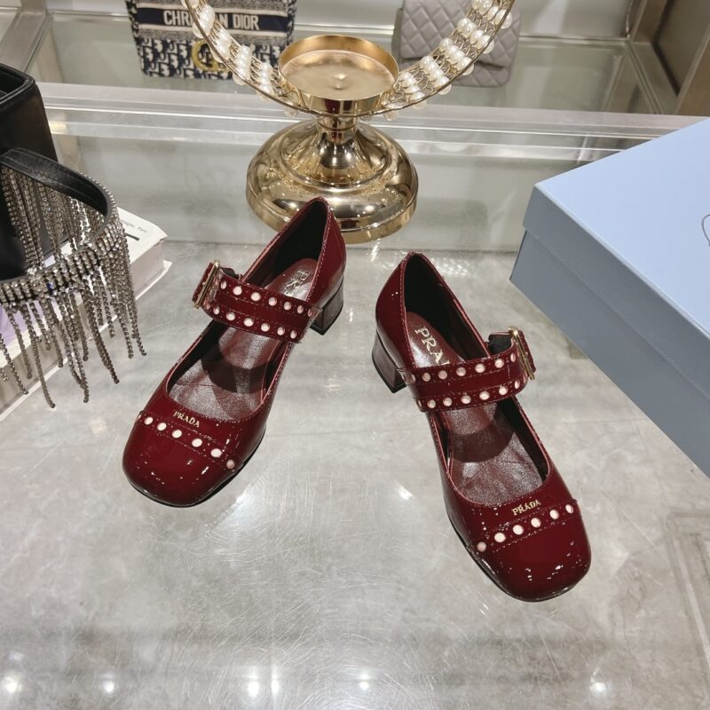 Alternative view of Prada Patent Leather Mary Jane Pumps Red