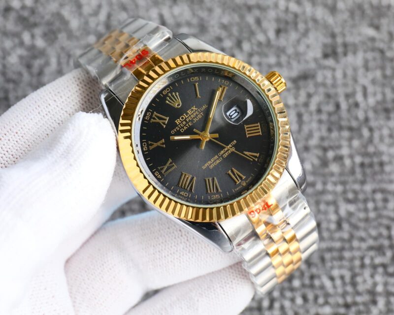 Alternative view of Rolex Datejust Roman Numeral Dial Oystersteel And Gold In Black 41Mm