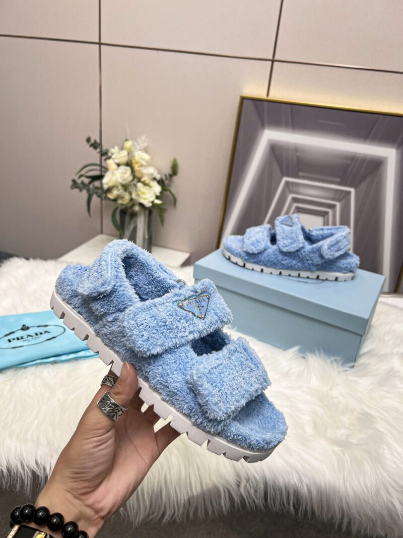 Alternative view of Prada Blue Terrycloth Sandals 1X737Mh39F0076Fd020