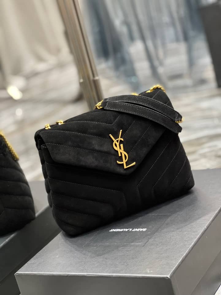 Alternative view of Saint Laurent Loulou Small Flap Bag Suede Black 25Cm