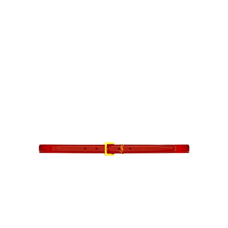 Saint Laurent Adjustable Square Buckle Belt Red And Gold 634437C0X0W6309