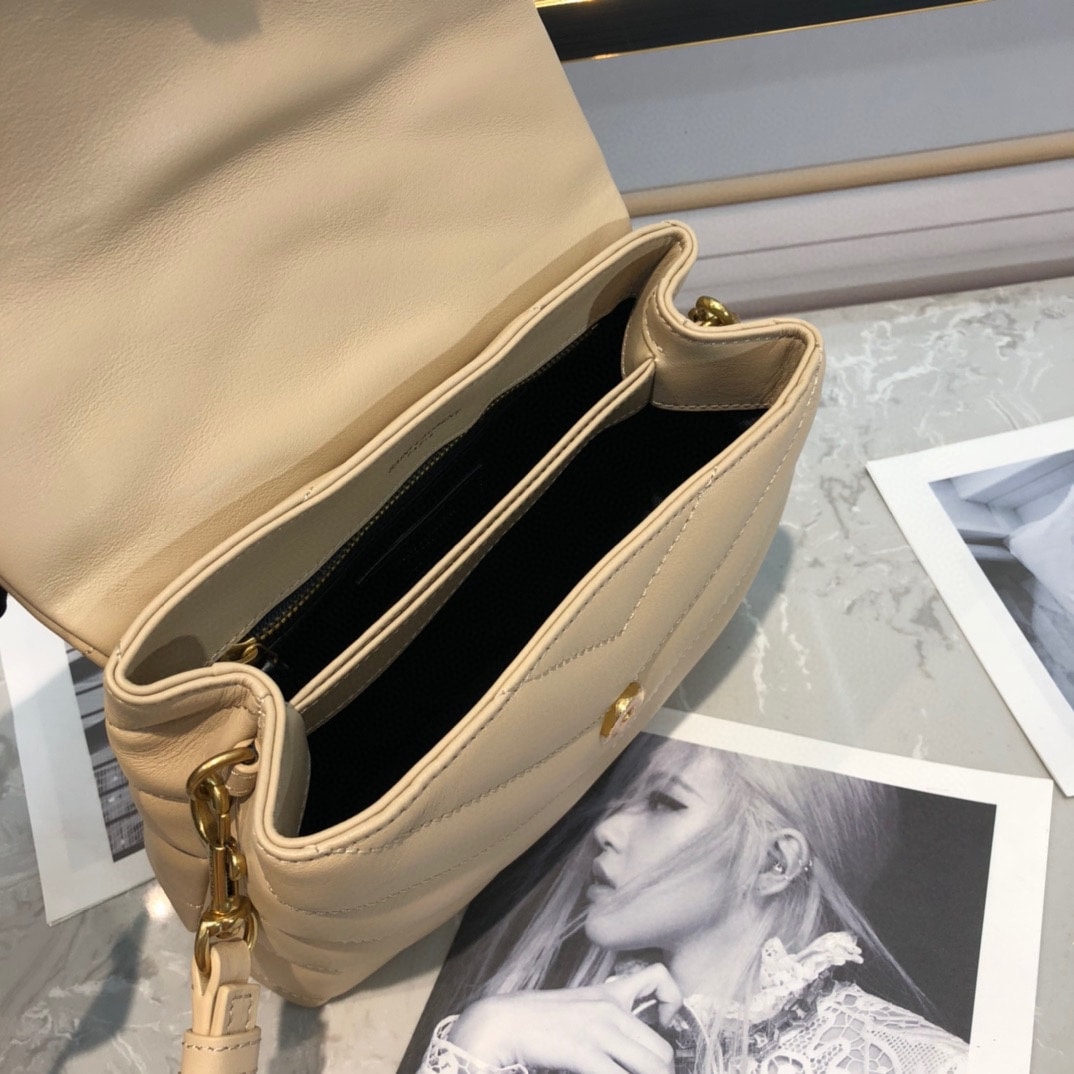 Saint Laurent Loulou Toy Strap Bag In Quilted Y Leather Beige 678401Dv7072721 - Image 6