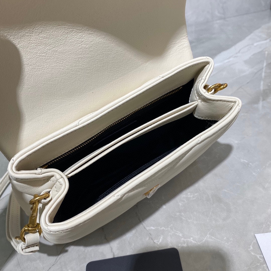 Saint Laurent Loulou Toy Strap Bag In Quilted Y Leather White - Image 7