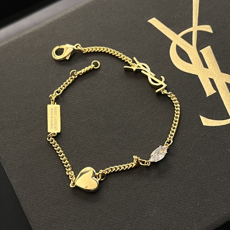 Alternative view of Saint Laurent Cassandre Heart Charm Bracelet Gold 701950Y15269137