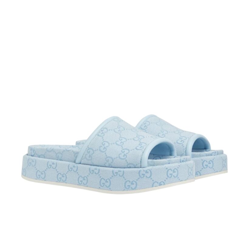 Gucci Women'S Gg Platform Sandal Light Blue 816797 Fad9D 4952