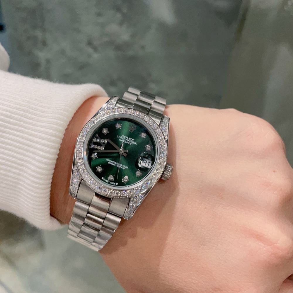 Rolex Datejust 31 Oyster Oysterquartz White Gold And Diamonds Green 31Mm 278384 - Image 5