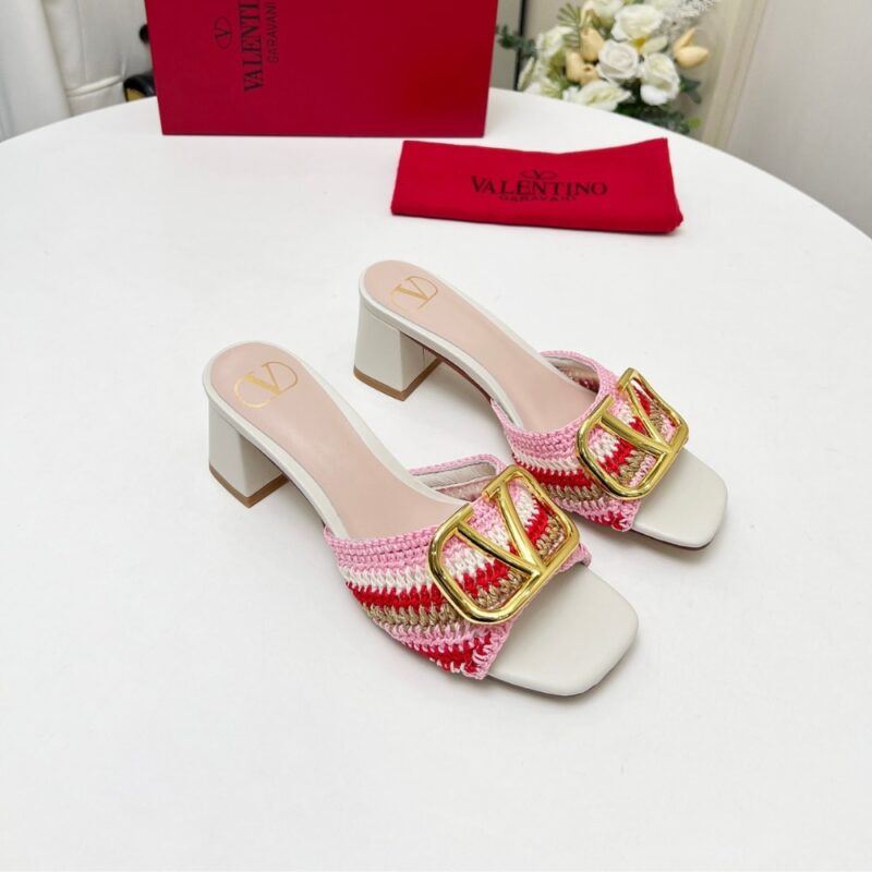 Alternative view of Valentino Garavani Crochet Vlogo Signature Slide Sandals Pink