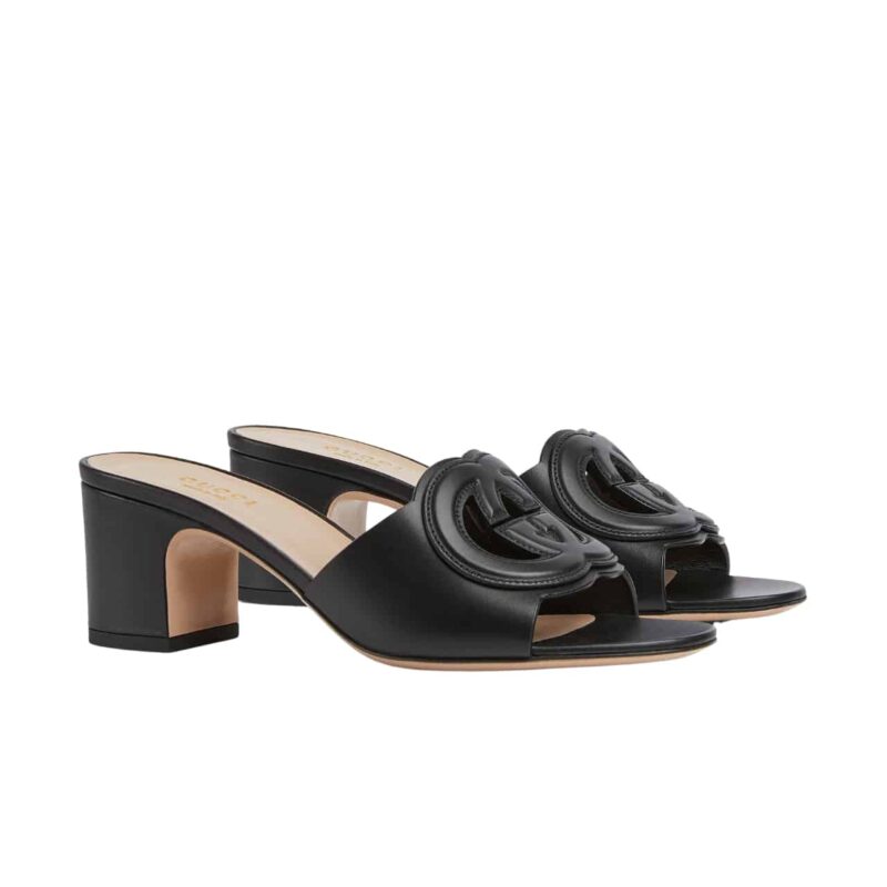 Gucci Women'S Interlocking G Slide Sandal Black 782413 Aaazg 1000
