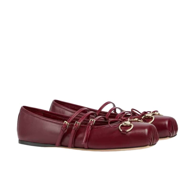 Gucci Women'S Horsebit Ballet Flat Sacchetto Red 821219 Aaea4 6207