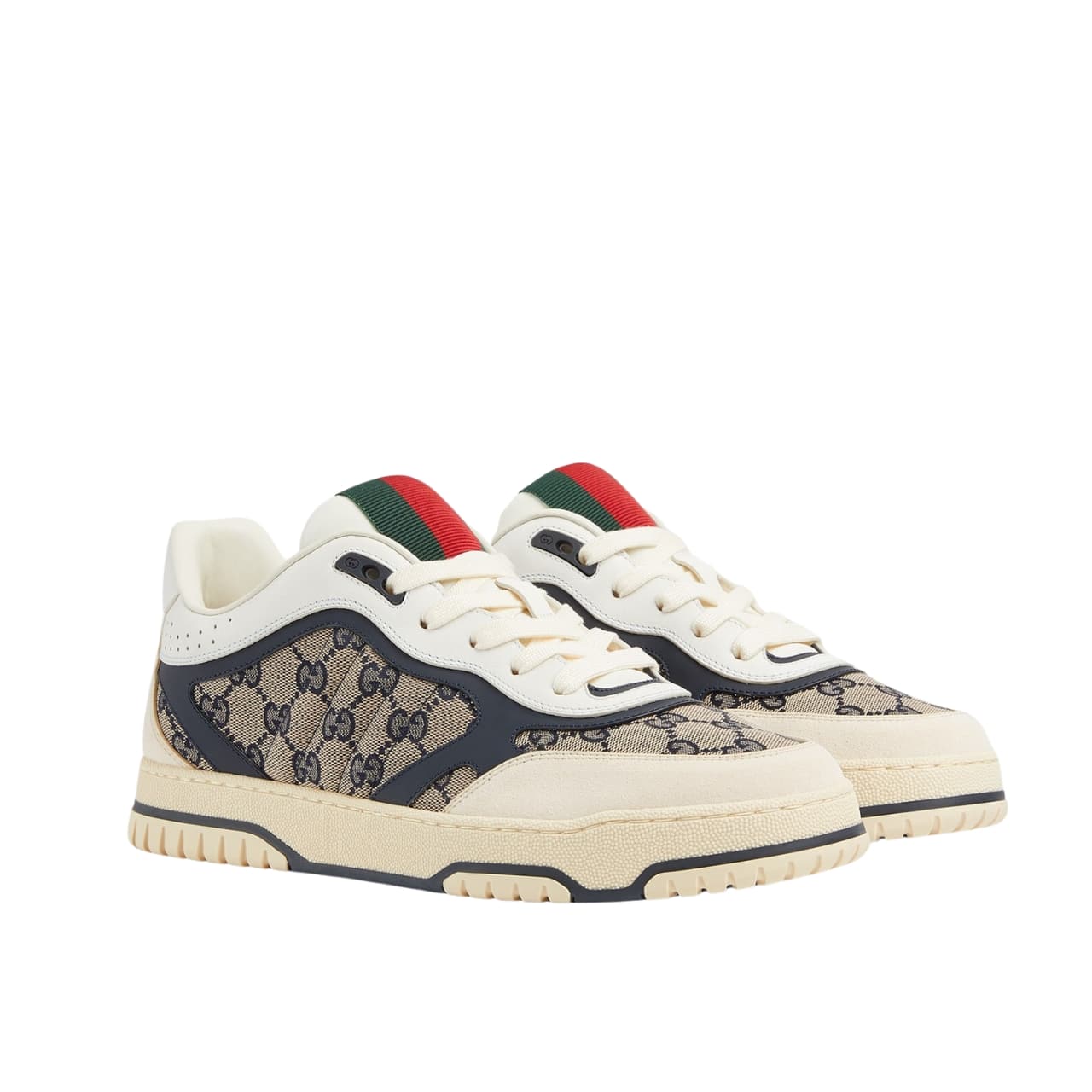 Gucci Women'S Re Web Sneaker Original Gg Canvas Beige And Blue 787476 Aadhw 9552