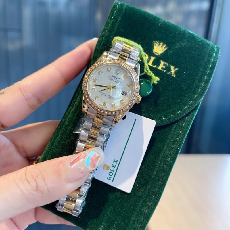 Alternative view of Rolex Datejust Diamond Dial Silver And Gold In White 28Mm