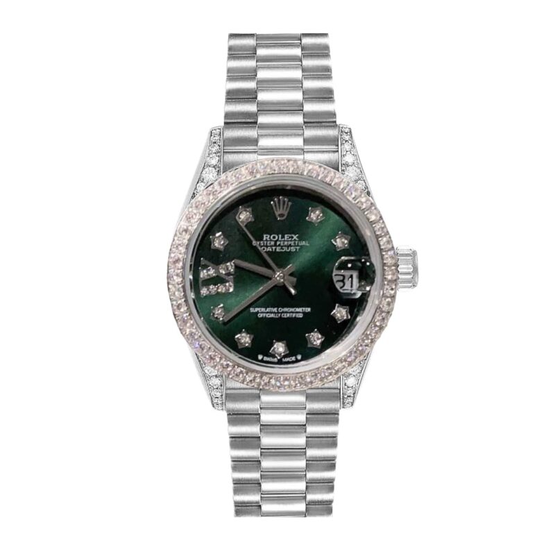 Rolex Datejust 31 Oyster Oysterquartz White Gold And Diamonds Green 31Mm 278384