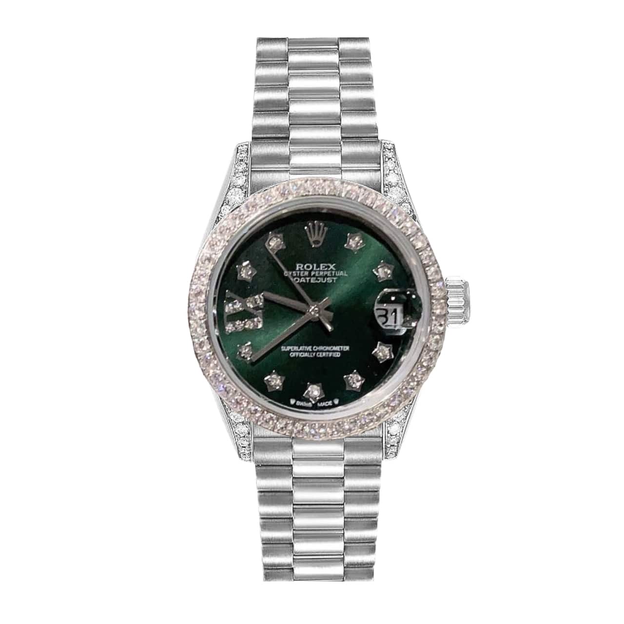 Rolex Datejust 31 Oyster Oysterquartz White Gold And Diamonds Green 31Mm 278384