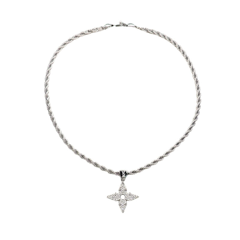 Loui Vuitton Lv Rope Pendant Necklace Silver