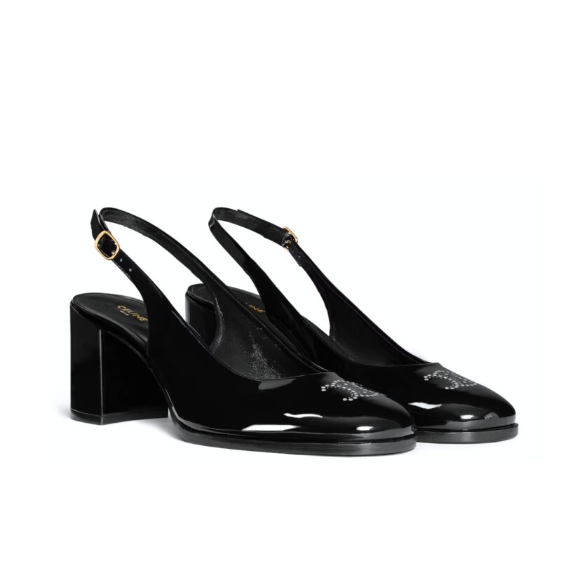 Celine Lily Perforated Triomphe Slingback Black 362154582C 38No
