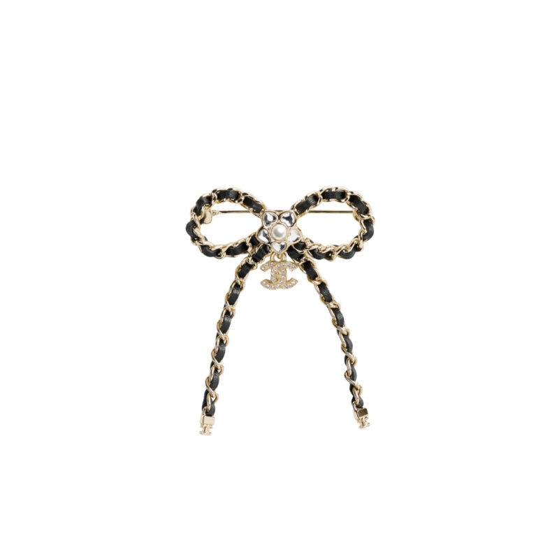 Chanel Brooch Metal Glass Pearls And Strass Gold Abg282 B21853 U3436