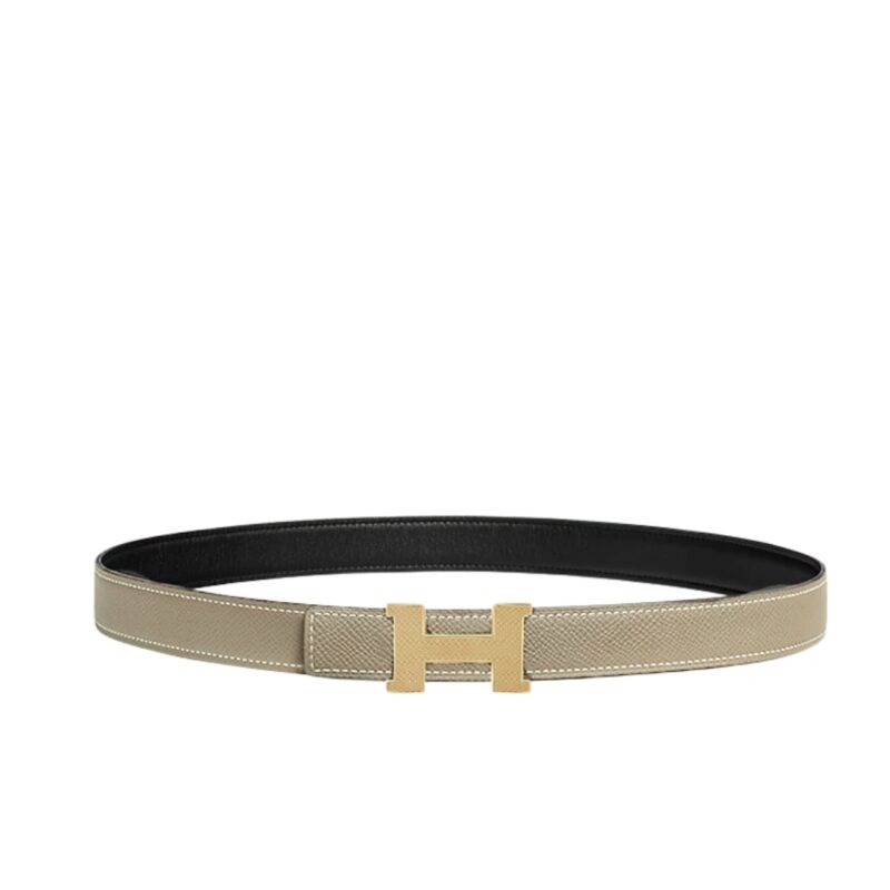 Hermes Constance Guillochee Belt Buckle And Reversible Leather Strap 32 Mm Gold Gray H075396Cc06
