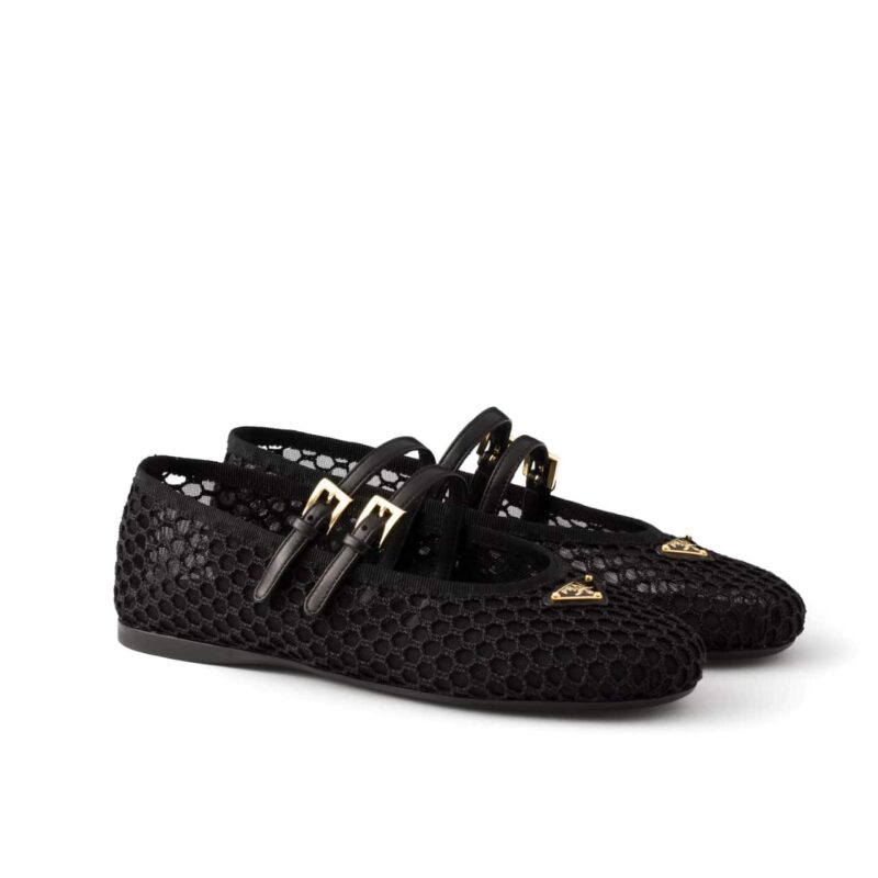 Prada Mesh Fabric Ballerinas Black 1F915N 099 F0002 F 005