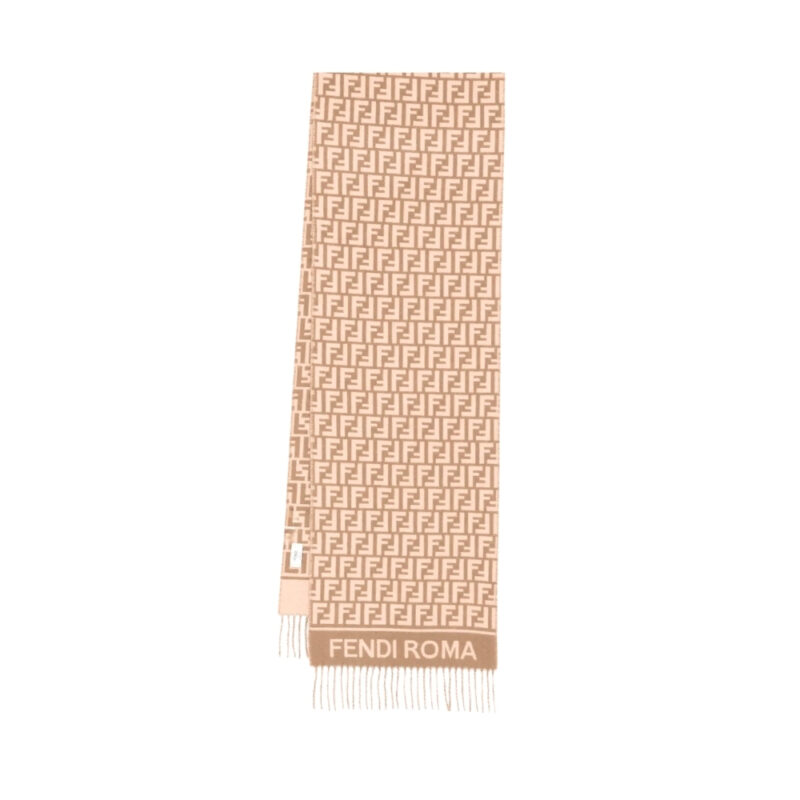 Fendi Logo Detail Fringed Scarf Brown 180Cm Fxt113 Aqcw F0Qb8