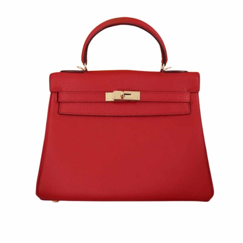 Hermes Kelly Red Sellier Rouge Epsom Gold Hardware 25Cm