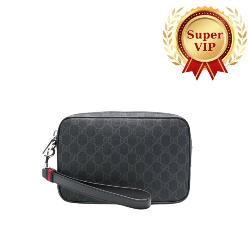 [Super Vip 1:1] Gucci GG Supreme Canvas Clutch Bag Black 23cm